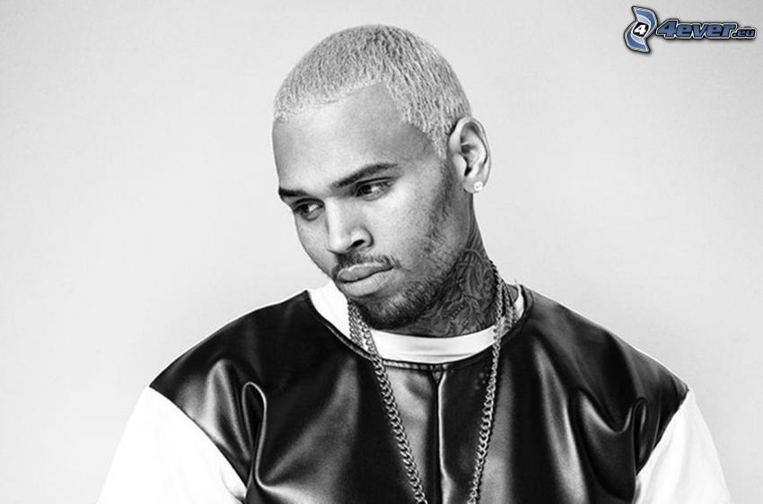 Chris Brown, fekete-fehér kép