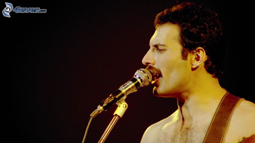 Freddie Mercury, énekes, mikrofon