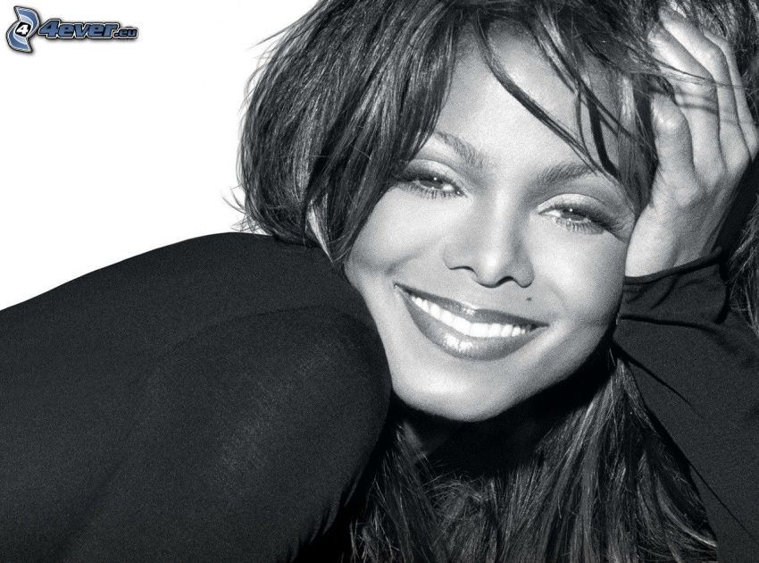 Janet Jackson, fekete-fehér kép