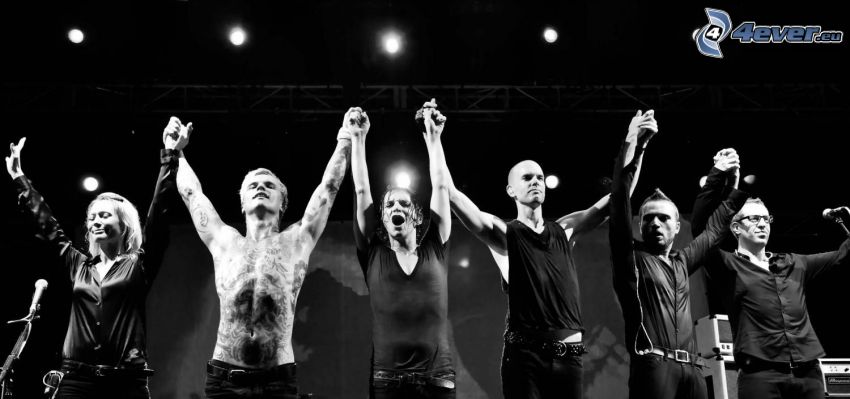 Placebo, koncert, fekete-fehér kép