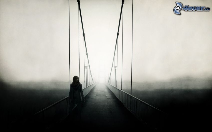 lány, gyalogos híd