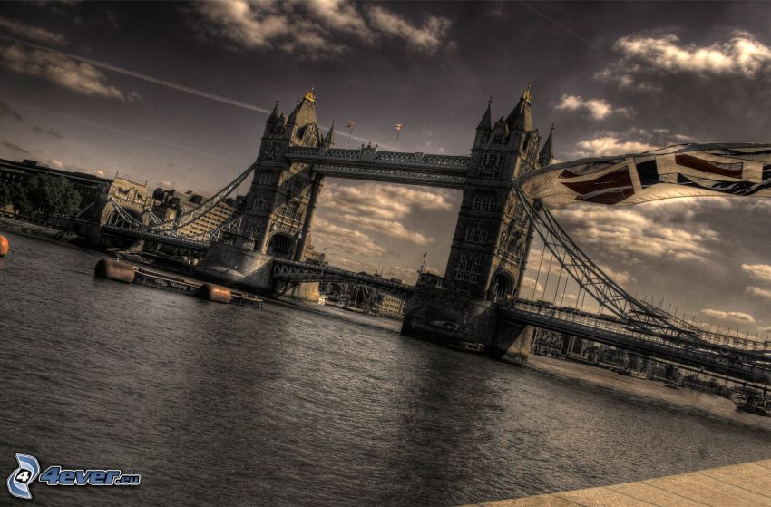Tower Bridge, London, Temze, HDR