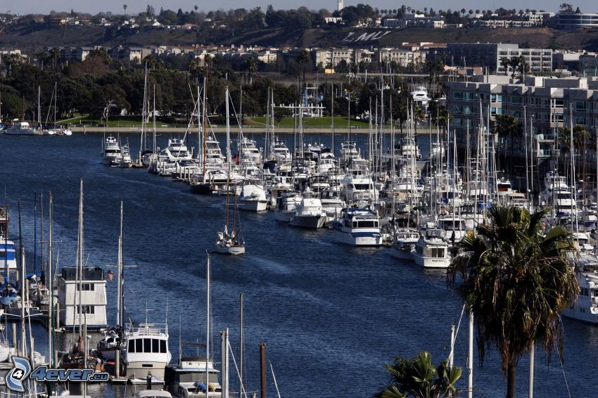 Marina Del Rey, kikötő, hajók, Kalifornia