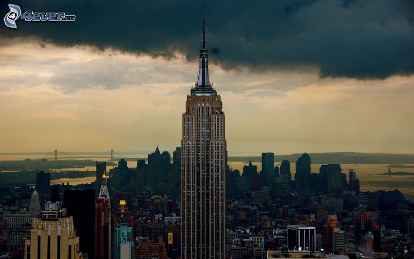 Empire State Building, felhőkarcoló, New York, USA, felhő, kilátás a városra