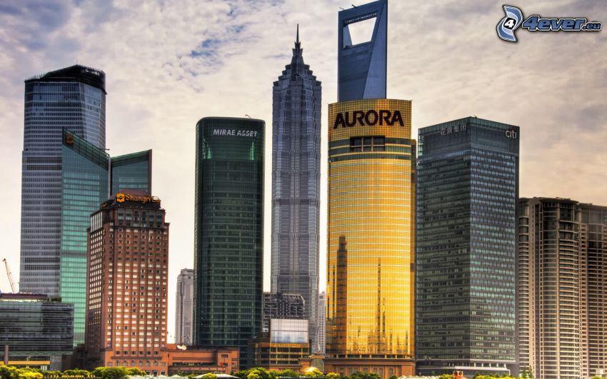 felhőkarcolók, Sanghaj, HDR