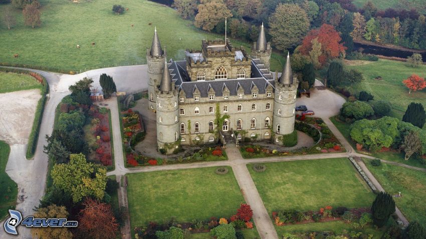 Inveraray kastély, Skócia, légifelvétel