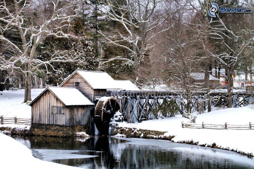 Mabry Mill, havas táj, folyó