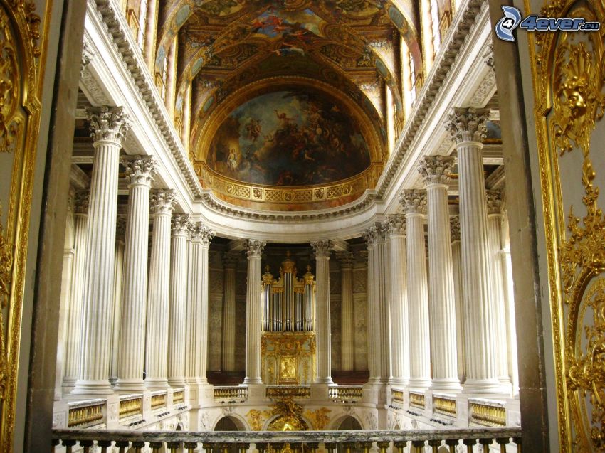 Versailles-i kastély, beltér, folyosó, oszlopok