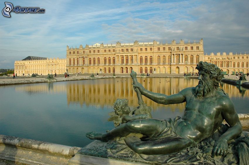 Versailles-i kastély, szobor, tó