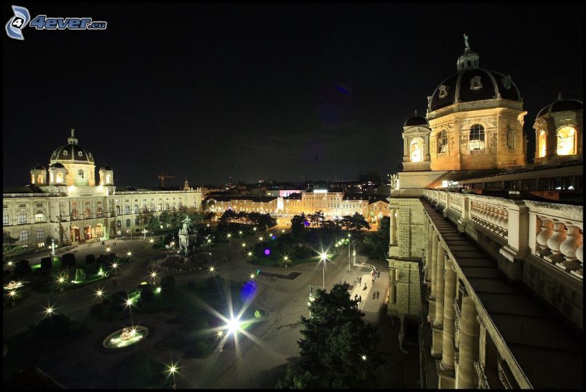 Bécs, Ausztria, éjszaka, kivilágítás