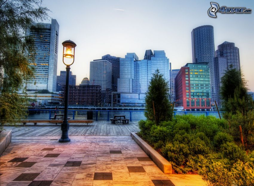 Boston, utcai lámpa, este