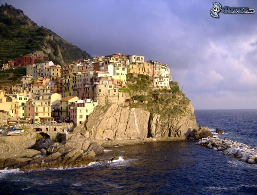 Cinque Terre, tengerparti város, tenger, kliff