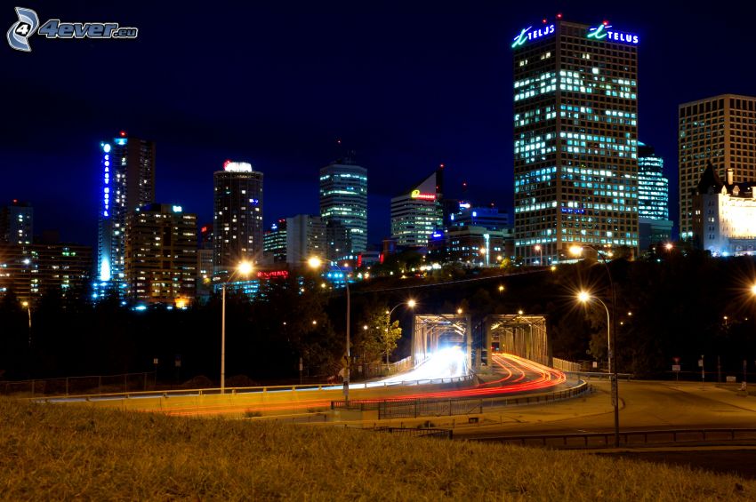 Edmonton, éjszakai város, éjszakai út