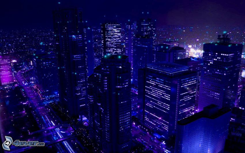 éjszakai város, felhőkarcolók