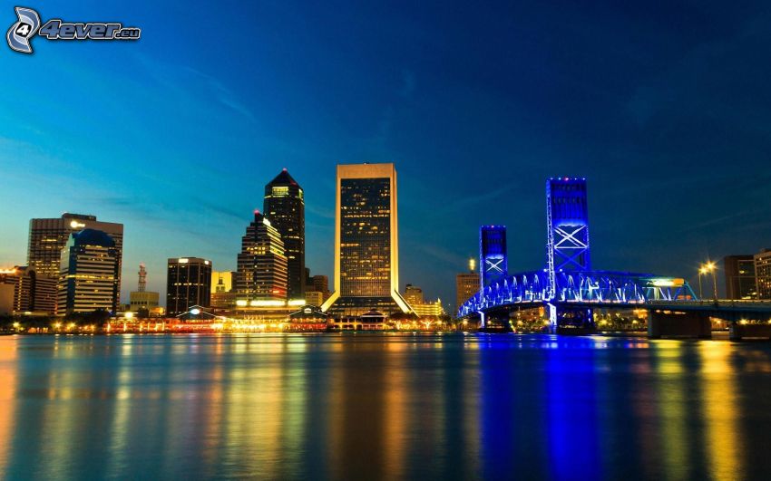 Jacksonville, Florida, USA, éjszakai város