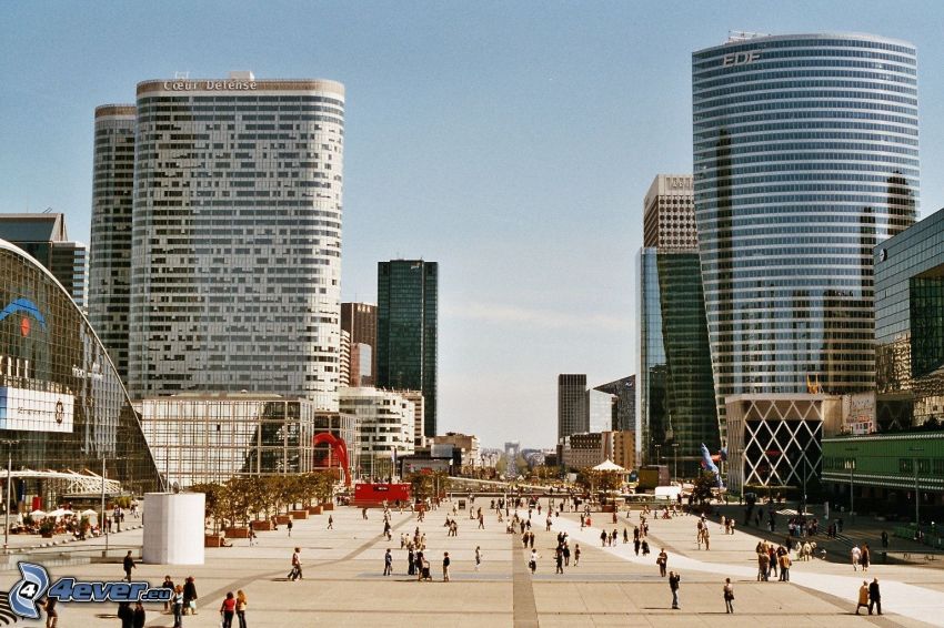 La Défense, felhőkarcolók, főtér, Párizs