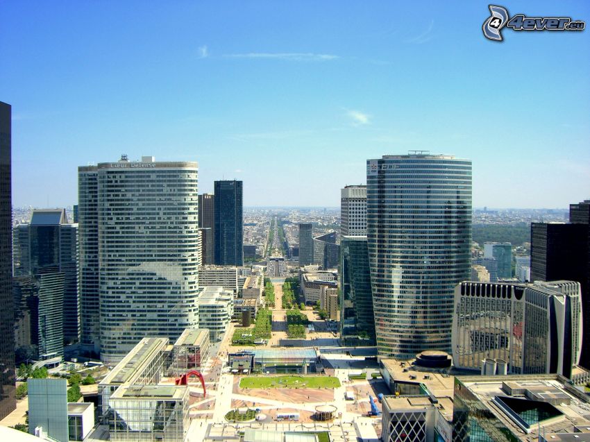 La Défense, felhőkarcolók, utca, Párizs