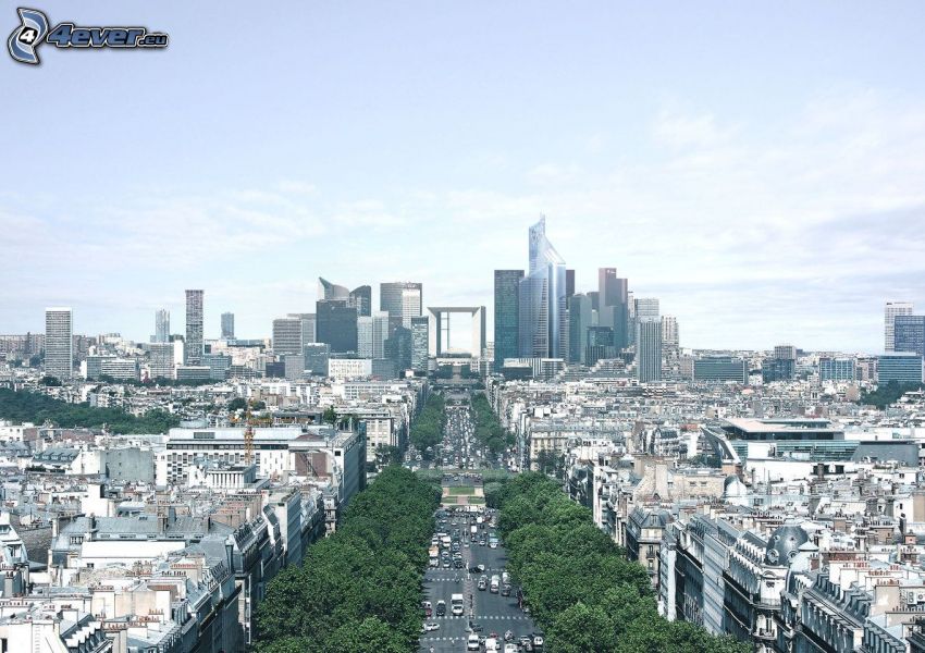La Défense, utca, felhőkarcolók, Párizs