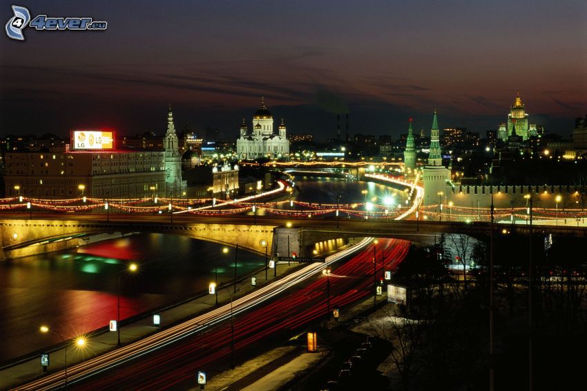 Moszkva, Oroszország, éjszakai város