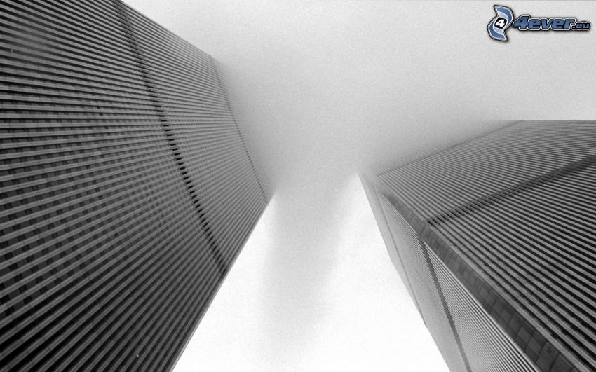 World Trade Center, felhőkarcolók a ködben, WTC, New York