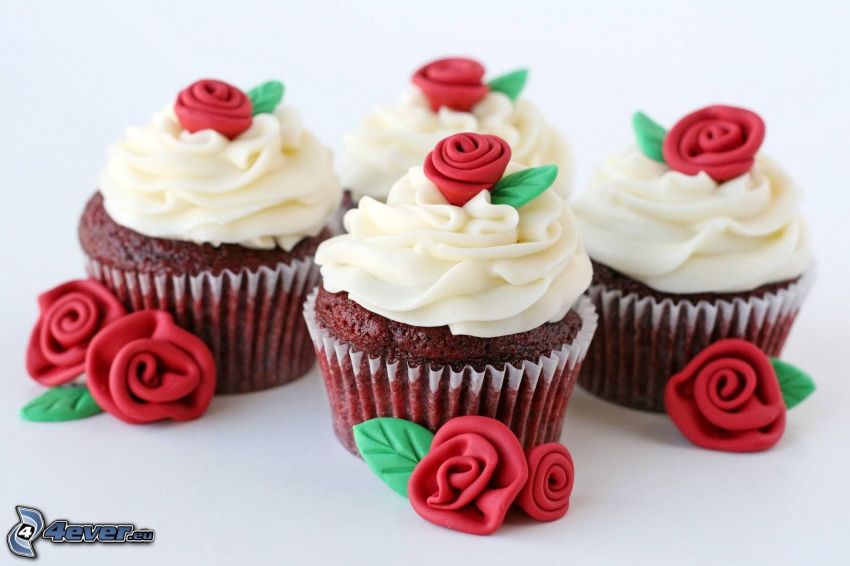 cupcakes, rózsák