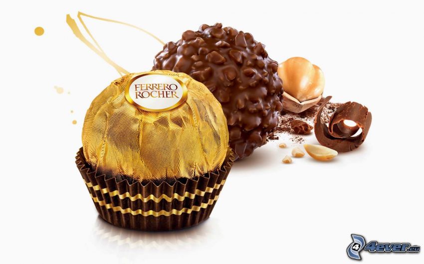 Ferrero Rocher, bonbonok, csokoládé, mogyoró