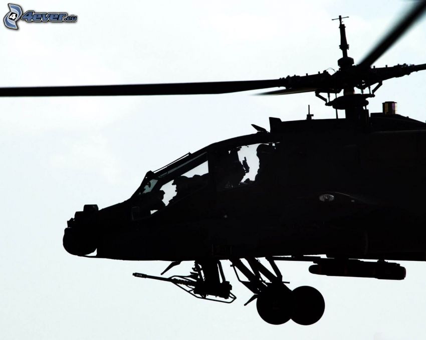 AH-64 Apache, helikopter sziluettje, katonai helikopter