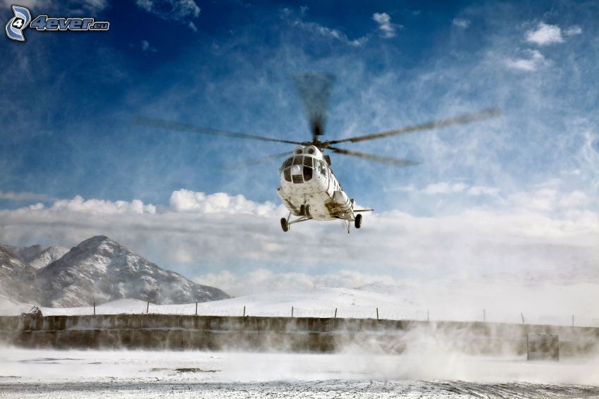 helikopter, havas táj