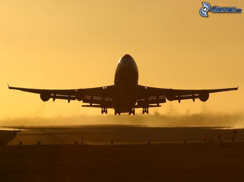 Boeing 747, felszállás, repülőtér
