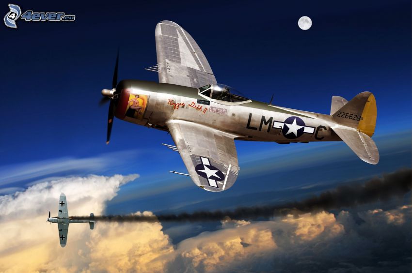 repülőgépek, felhők felett, Második világháború, hold