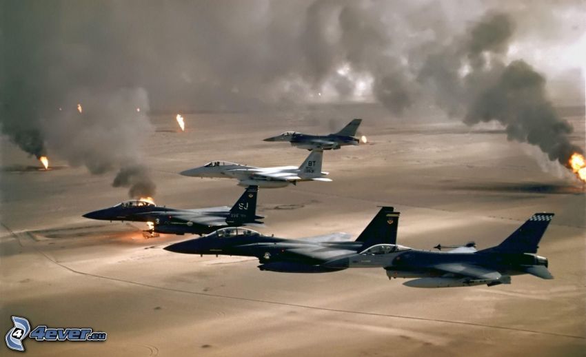 F-15 Eagle, vadászrepülőgépek, robbanás, lángok, füst