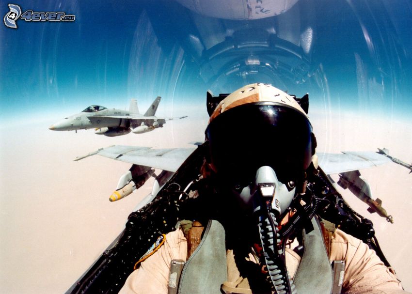 pilóta a vadászgépben, pilótafülke, F/A-18 Hornet