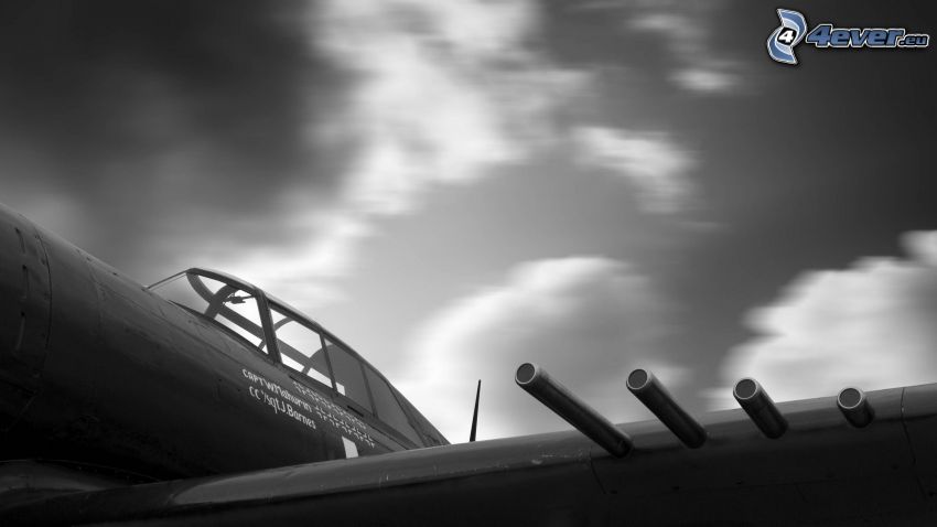 vadászrepülőgép, fekete-fehér kép