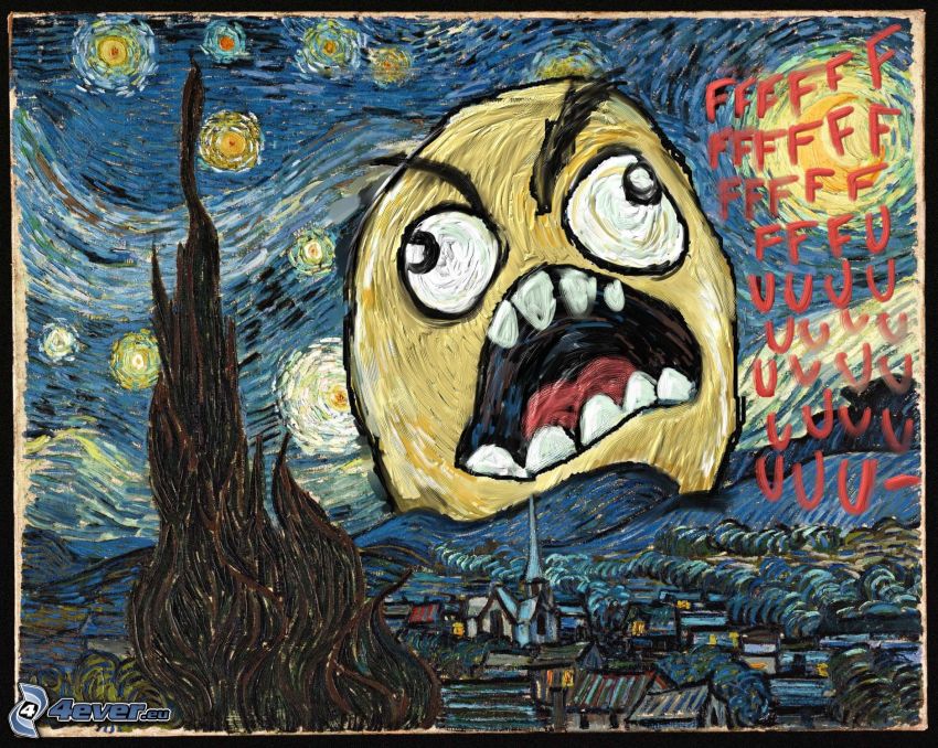 Vincent Van Gogh - Csillagos éj, ffffuuu, meme, paródia, kép