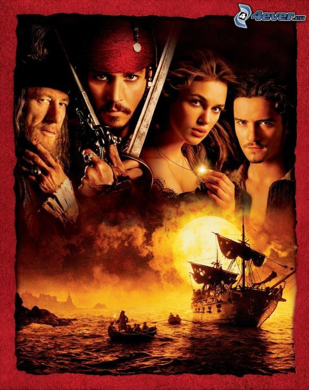 Karib-tenger kalózai, Jack Sparrow, Fekete Gyöngy, Johnny Depp, Orlando Bloom, Keira Knightley