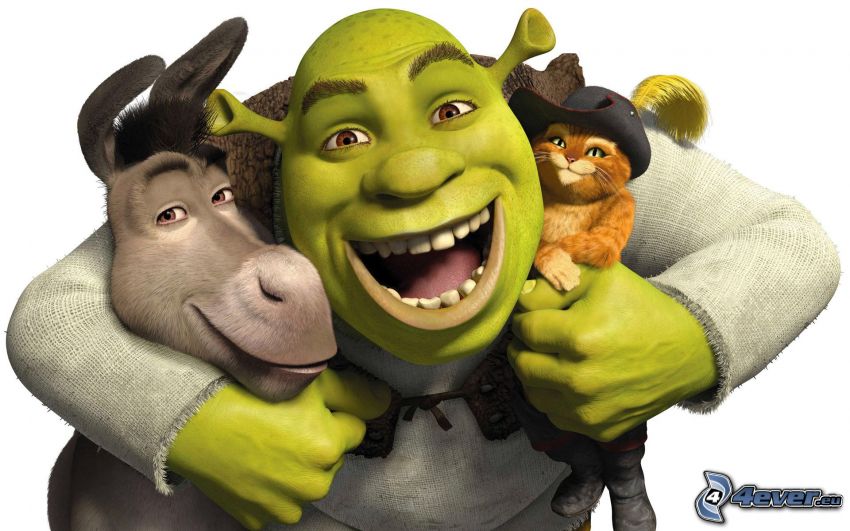 Shrek, szamár, Csizmáskandúr, nevetés