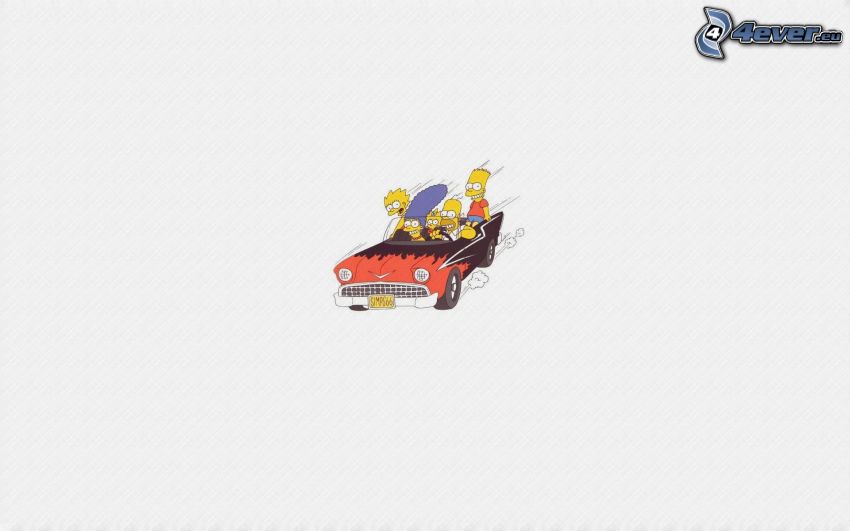 Simpsonék, rajzolt figurák, autó, kabrió, sebesség