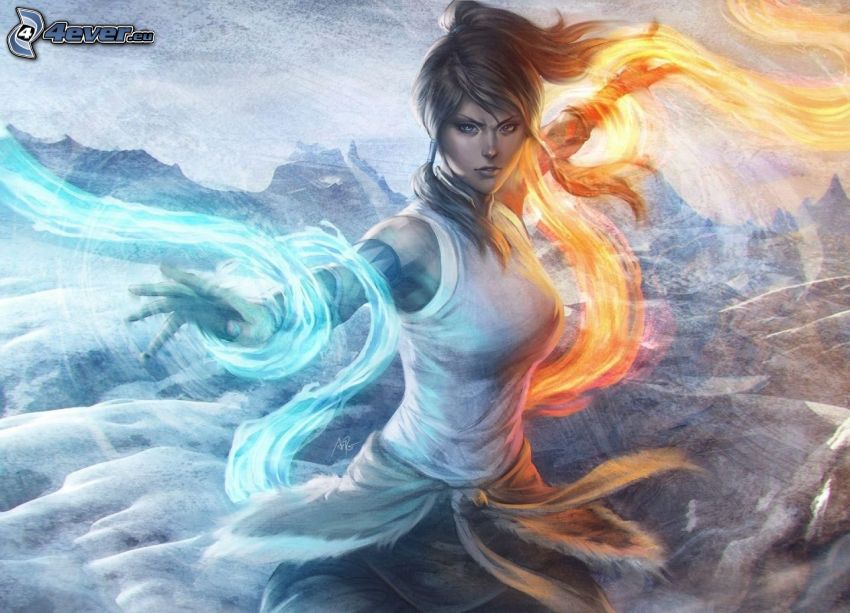 The Legend of Korra, rajzolt nő, tűz és víz