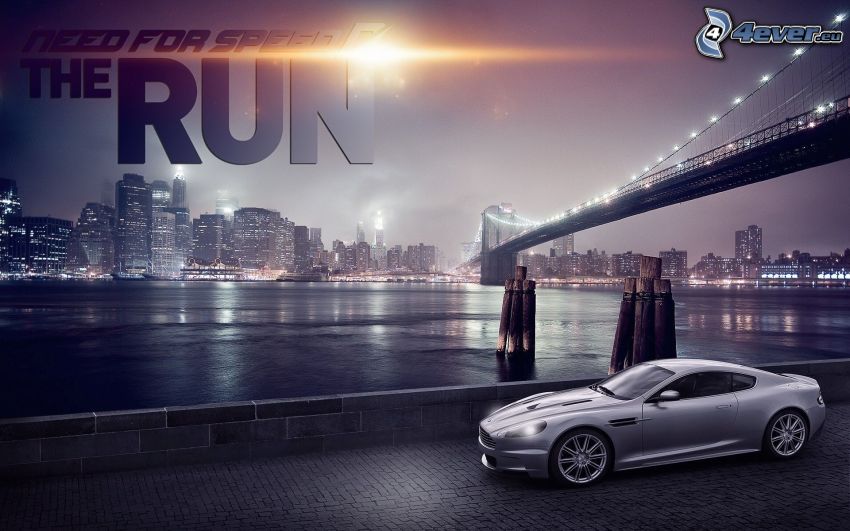 Need For Speed, Aston Martin, híd, éjszakai város, Brooklyn Bridge