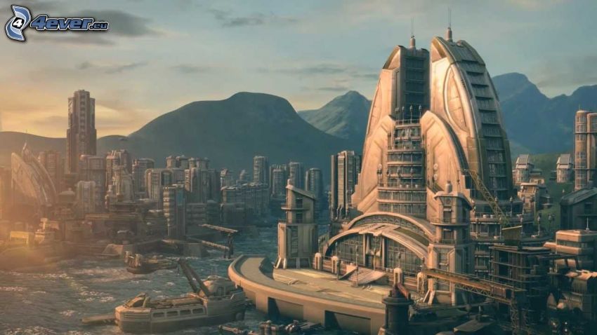 Anno 2070, sci-fi város, hegyek