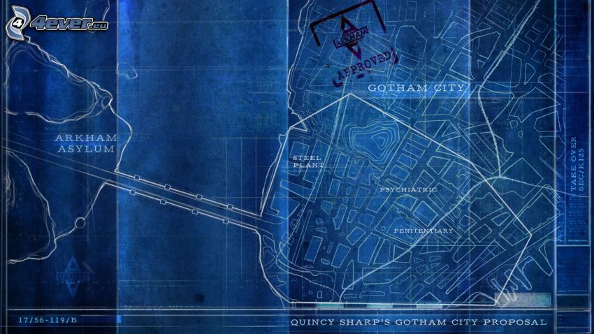 Batman: Arkham Asylum, Gotham City, térkép