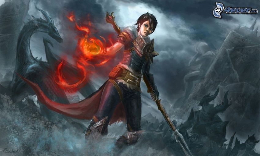 Dragon Age: Origins, fantasy harcosnő, fekete sárkány
