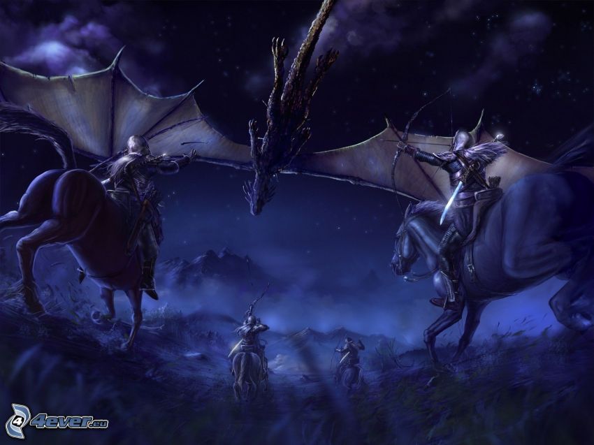 Dragon Knights, lovagok, rajzolt sárkány