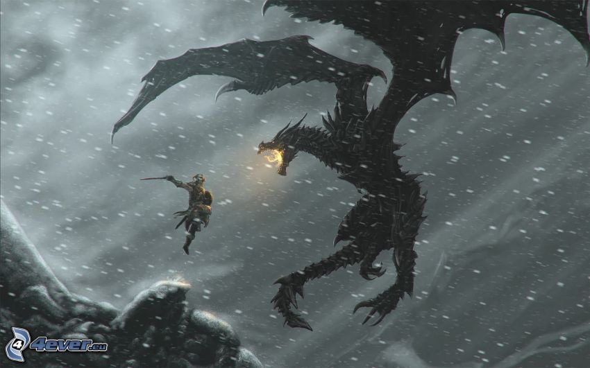 The Elder Scrolls Skyrim, fekete sárkány, harcos