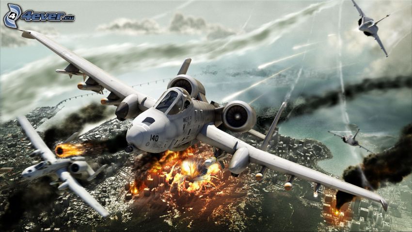 Tom Clancy's HAWX 2, A10 Warthog, vadászrepülőgépek, lerombolt város