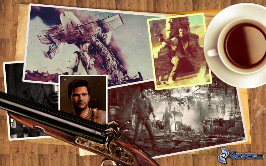 Uncharted 3, fényképek, vadászpuska, kávé