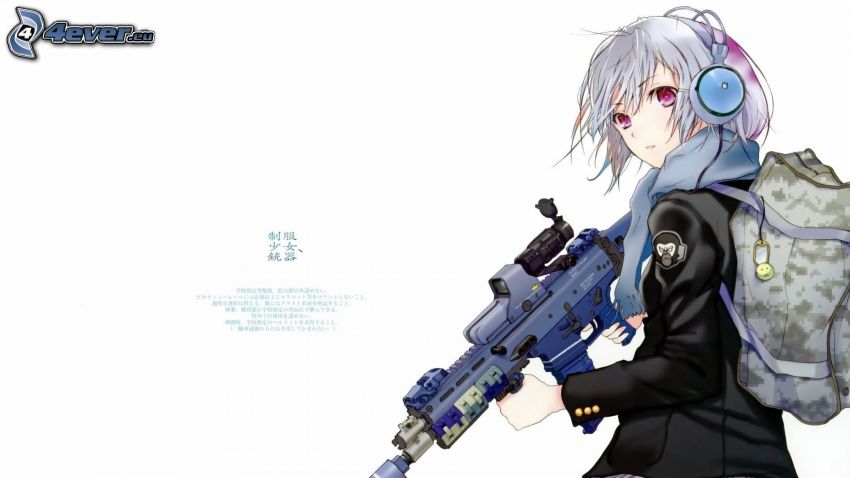 anime lány, fegyver