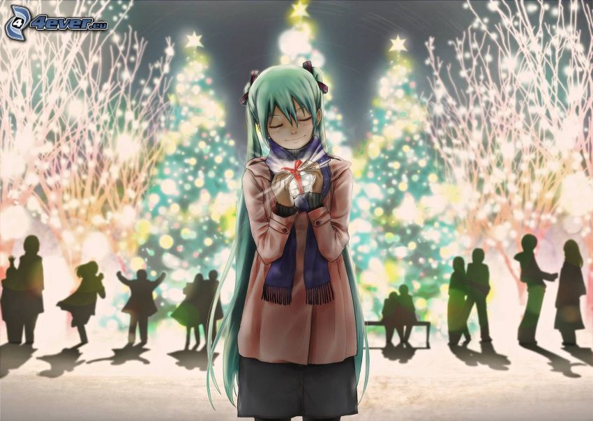 anime lány, karácsony