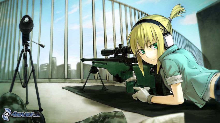 anime lány, sniper