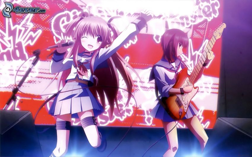 anime lányok, énekesnő, gitáros
